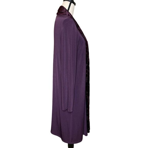 BCBGMAXAZRIA Long Duster/Cardigan W/Velvet Burnout Sash in Deep Purple Sz M - Picture 5 of 13